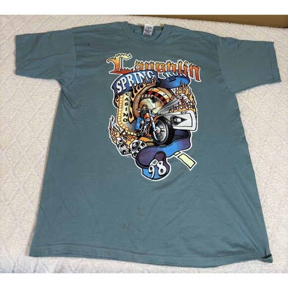 Vintage 1998 Laughlin NV Spring Run Motorcycle Rally 2 Sided Tee Size XL - Picture 2 of 15